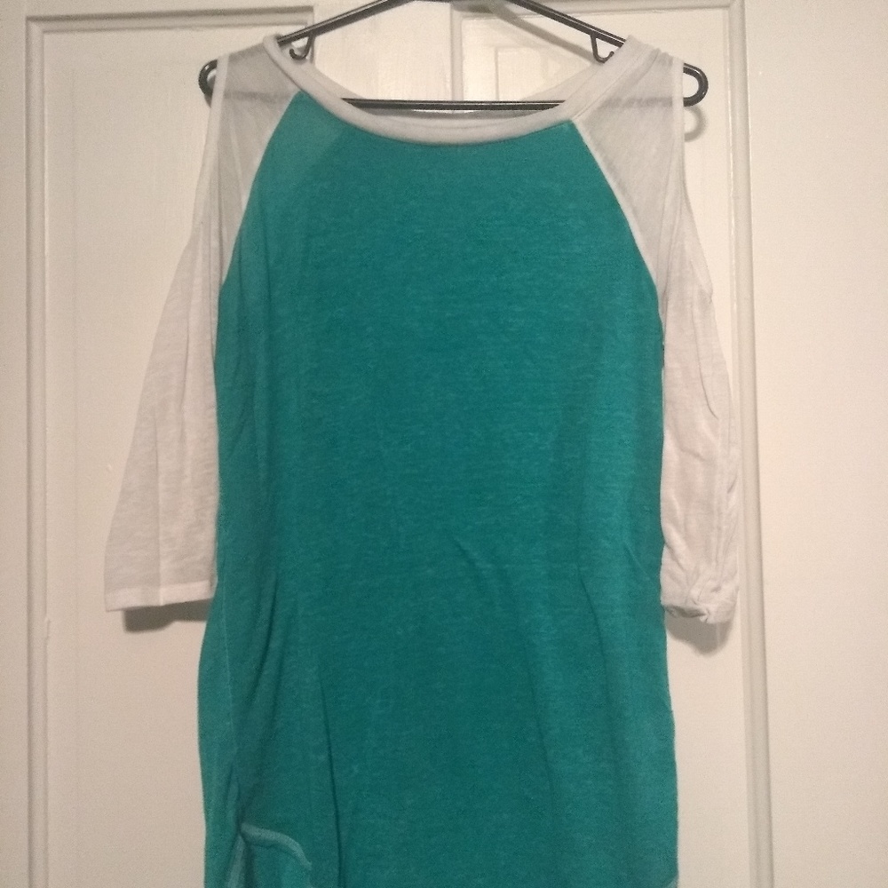 SO teal and white shirt